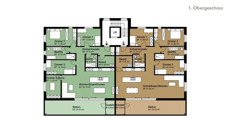 4.5 Zim-Wohnung (D) im 1.OG, 144m² Netto-Wohnfläche und 29m² Balkon - Photo 2