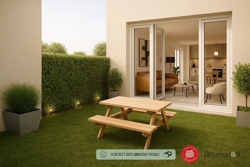 3 pièces de 57 m² avec terrasse de 8 m² et jardin de 12 m² et parking - Photo 5