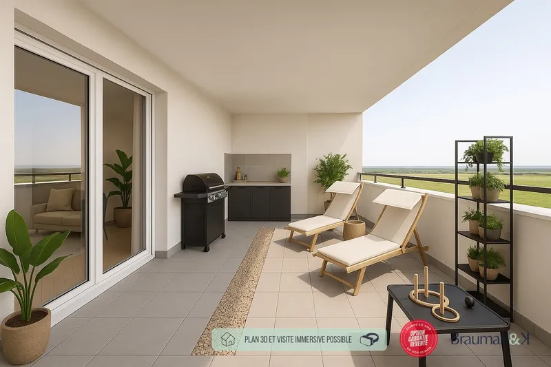 2 pièces de 43 m² avec terrasse de 8 m² et 2 parkings - Photo 4