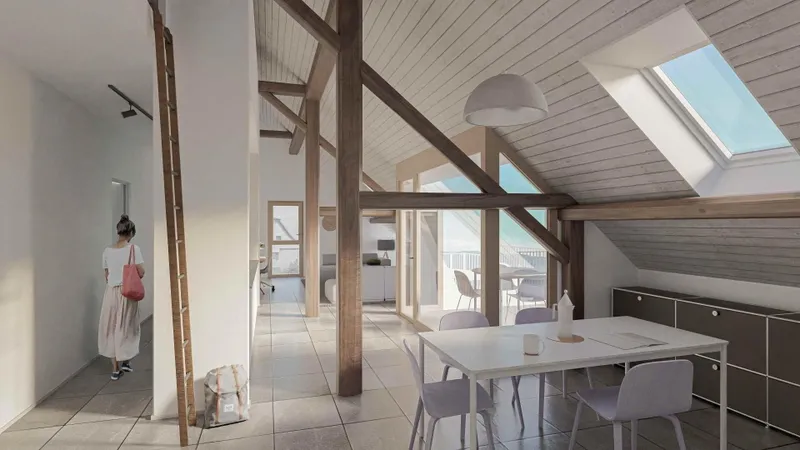 Cronay - 4,5 pièces avec poutres apparentes, loggia et jardinet - Photo 2